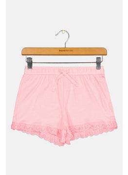 Lefties Kids Girl Drawstring Sloid Basic Shorts, Pink  - Image 1