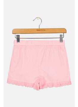 Lefties Kids Girl Drawstring Sloid Basic Shorts, Pink  - Image 2