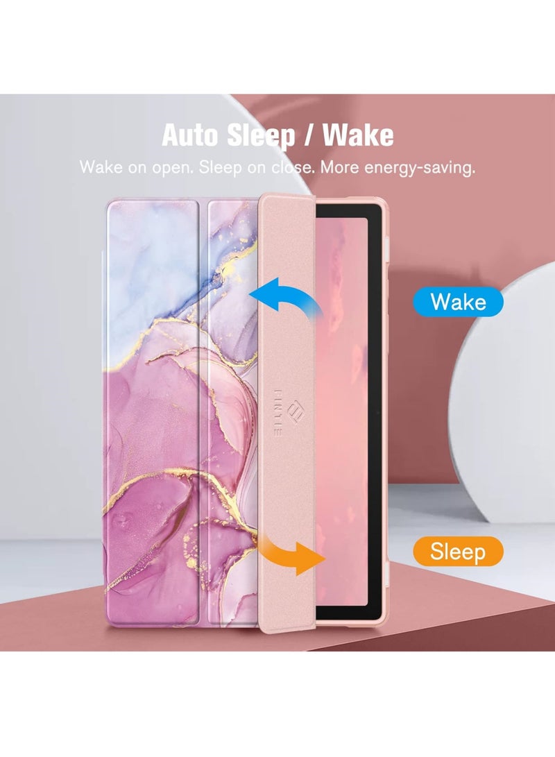 روك بو جراب هجين رفيع لجهاز Samsung Galaxy Tab A8 مقاس 10.5 بوصة موديل 2022 (SM-X200/X205/X207) غطاء مقاوم للصدمات مع غلاف خلفي شفاف مع خاصية الإيقاظ/النوم التلقائي - Image 5