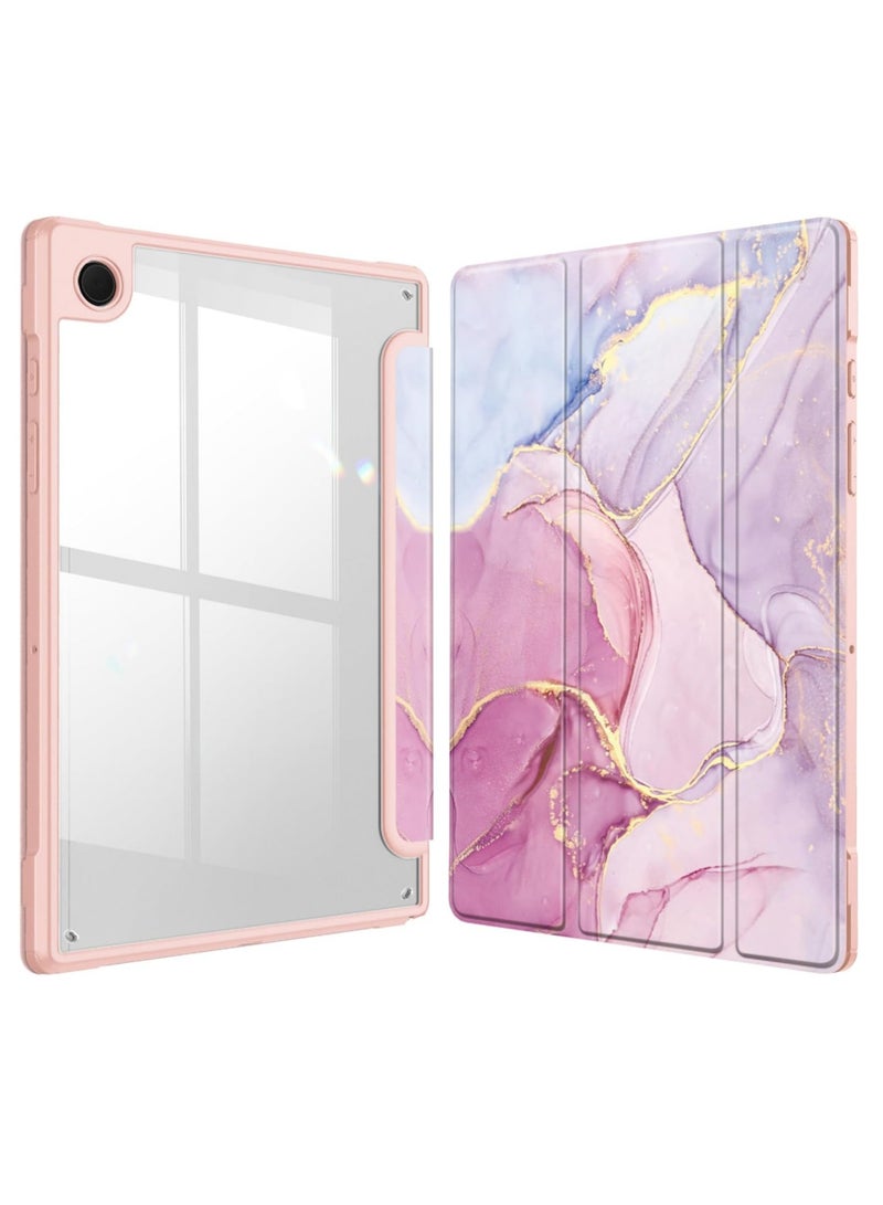 روك بو جراب هجين رفيع لجهاز Samsung Galaxy Tab A8 مقاس 10.5 بوصة موديل 2022 (SM-X200/X205/X207) غطاء مقاوم للصدمات مع غلاف خلفي شفاف مع خاصية الإيقاظ/النوم التلقائي - Image 1