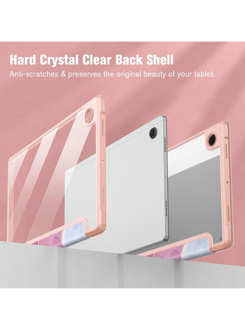 روك بو جراب هجين رفيع لجهاز Samsung Galaxy Tab A8 مقاس 10.5 بوصة موديل 2022 (SM-X200/X205/X207) غطاء مقاوم للصدمات مع غلاف خلفي شفاف مع خاصية الإيقاظ/النوم التلقائي - Image 3
