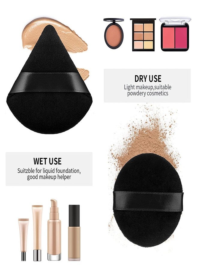 KIRA 2 Pieces Powder Puffs Triangle Round Cosmetic Powder Puff Washable Reusable Soft Powder Sponge Makeup Foundation Sponge for Face Body Loose Powder Wet Dry Makeup Tool - Image 3