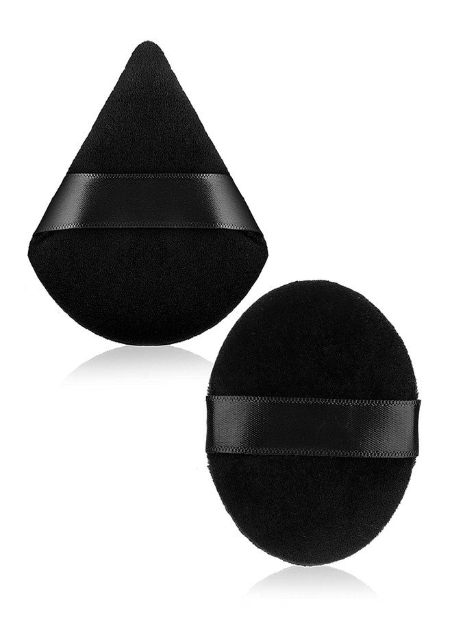 KIRA 2 Pieces Powder Puffs Triangle Round Cosmetic Powder Puff Washable Reusable Soft Powder Sponge Makeup Foundation Sponge for Face Body Loose Powder Wet Dry Makeup Tool - Image 1