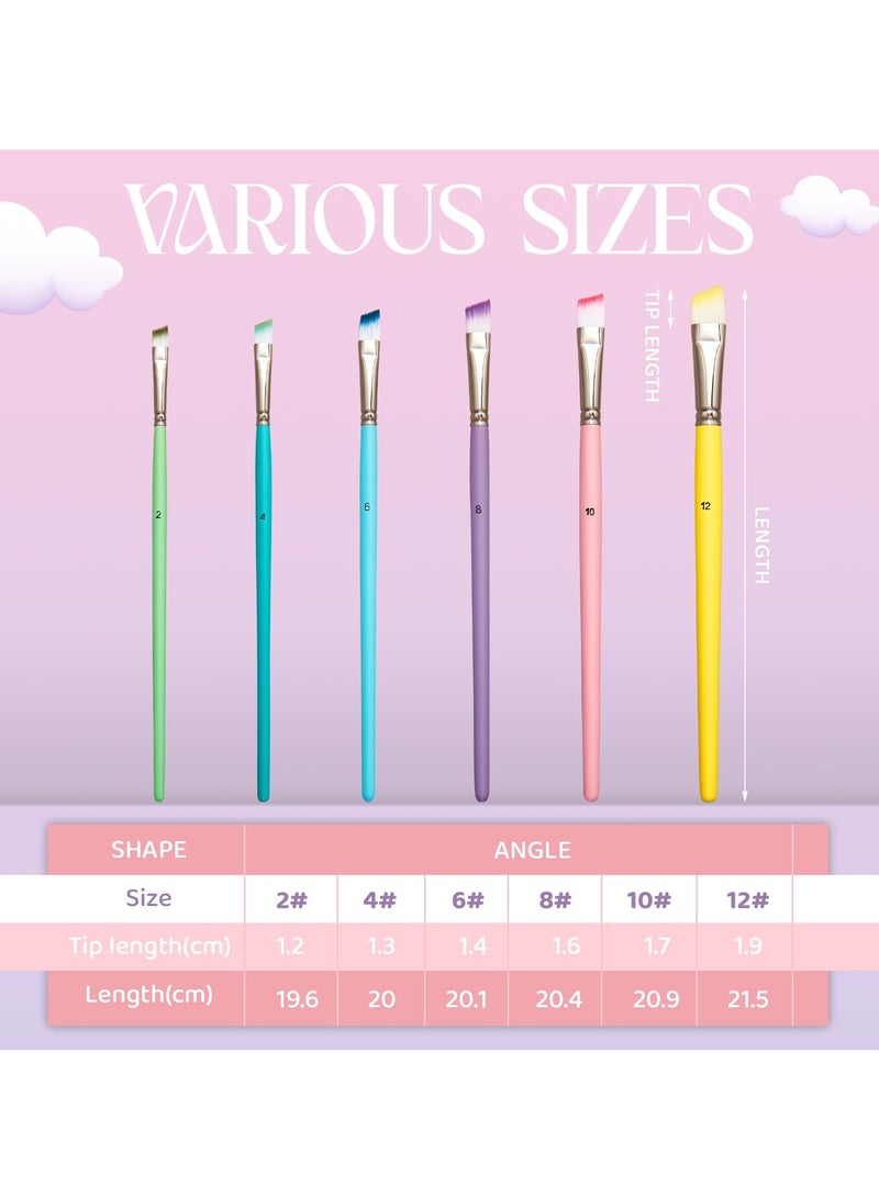 SYOSI 24 Pcs Macaroon Color Paint Brush Set, Bulk Variety with 4 Shapes in Different Sizes, Nylon Hair Brushes for Acrylic, Oil, Watercolor Painting, Ideal for Kids, Drawing Supplies - Image 4