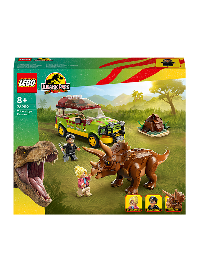 LEGO Jurassic World Triceratops Research 76959 Collectible Building Toy Set; Fun Playset for Kids Aged 8 and Up, Featuring a Buildable Ford Explorer, Posable Dinosaur Figure and 2 Minifigures (281 Pieces) LEGO