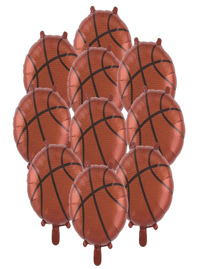 BIEUFBJI 18 inches Basketball Balloon 10 Pieces Mylar Basketball Balloon Basketball Theme Party for Birthday Party Decoration Supplies