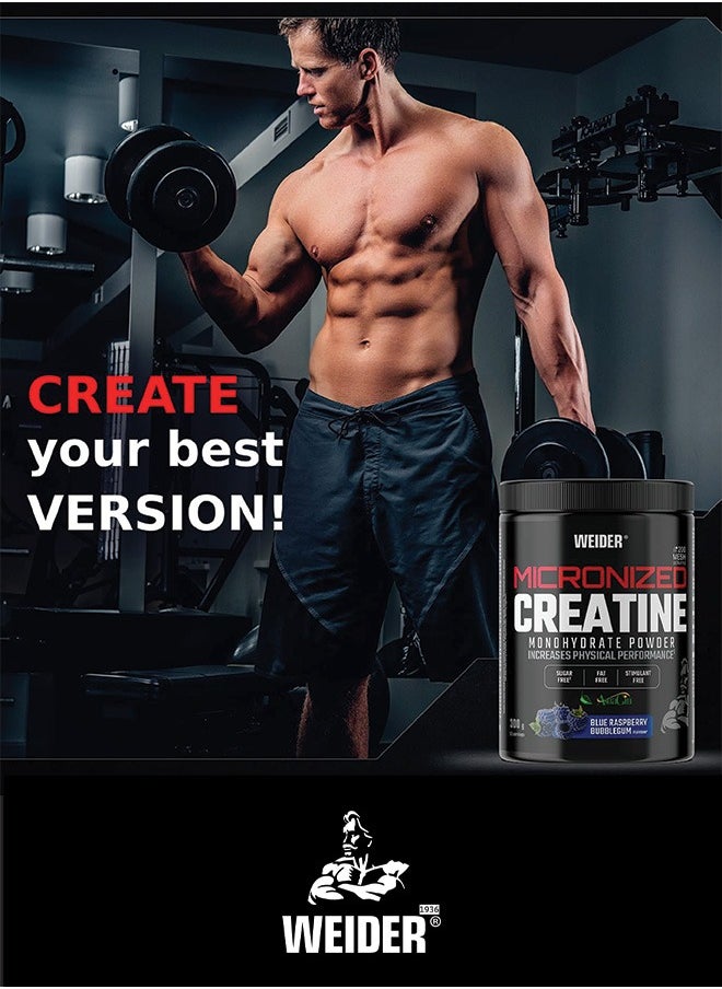 Weider Creatine Monohydrate Micronized, Blue Raspberry Bubblegum Flavor (300g) 65 Servings - Premium Performance Enhancer  - Image 4