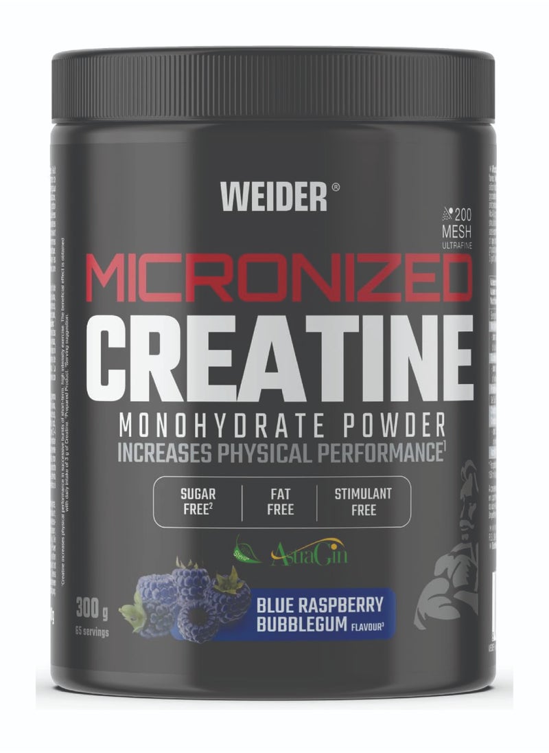 Weider Creatine Monohydrate Micronized, Blue Raspberry Bubblegum Flavor (300g) 65 Servings - Premium Performance Enhancer  - Image 1