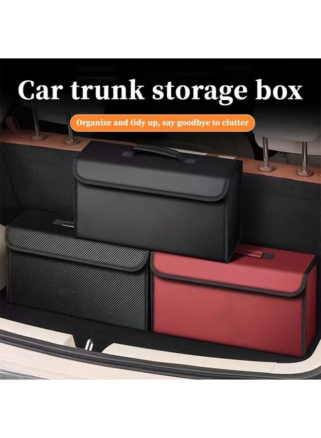 Foldable Car Trunk Organizer Box Heavy Duty Collapsible Multi Compartment Storage Black - Image 1