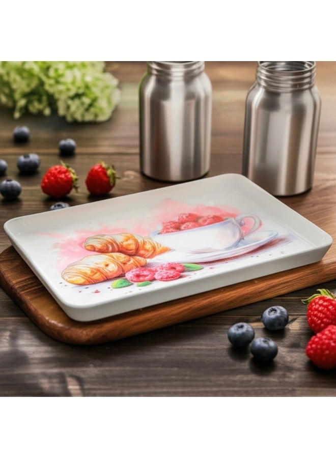 طقم من 3 صواني ميلامين لتقديم الشاي والقهوة والفواكه الطازجة والمكسرات والحلويات - Image 2