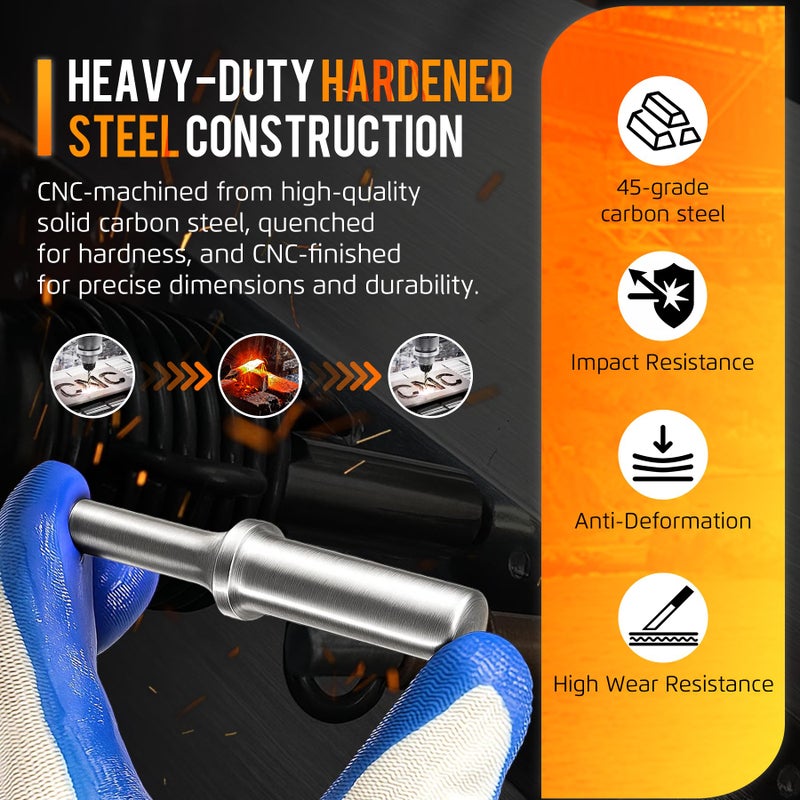 Krenlory A1620 Rivet Set F/ 3/16in - Pneumatic Air Hammer Rivet Bit .401 Shank Solid Rivet Tool Kit Fit Brazier Head, Solid, Universal, Aluminum & Dome Rivets, Brazier Head Rivets Tool - Image 5