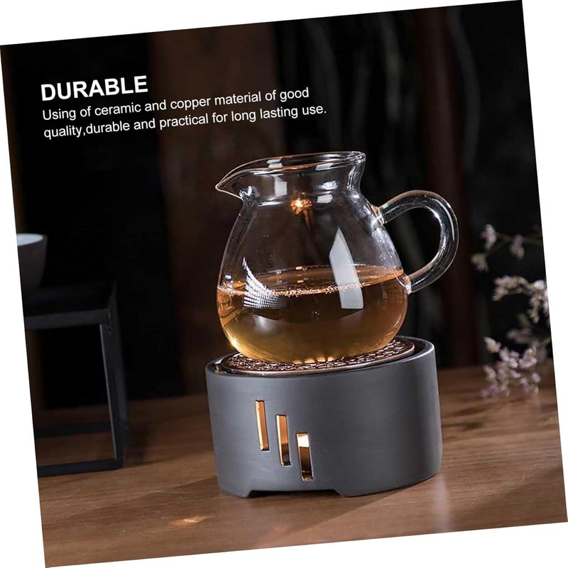 Garneck 1pc Ceramic Teapot Warmer Bronze Base Practical Heating Accessory for Tea Suitable for Home Office and Cafes Easy to Clean and Elegant Design - Image 4