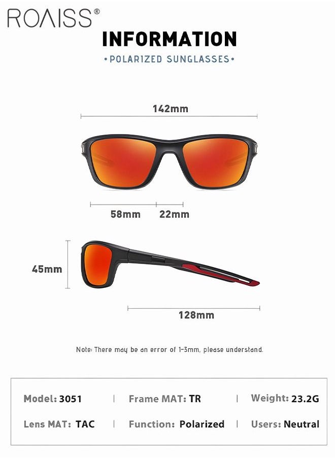 roaiss - Polarized Sports Sunglasses for Men Women UV400 Protection Cycling Glasses with TR90 Frame and Orange Red Lens Goggles for Baseball Running Fishing Golf - Image 1
