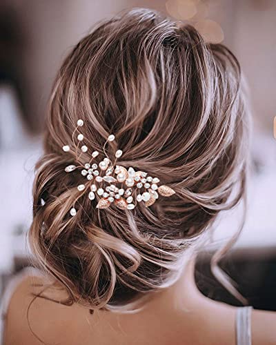 Gorais Bride Wedding Hair Vine Pearl Bridal Headpieces Leaf Hair Accessories for Women and Girls - Image 1