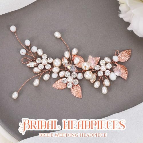 Gorais Bride Wedding Hair Vine Pearl Bridal Headpieces Leaf Hair Accessories for Women and Girls - Image 5