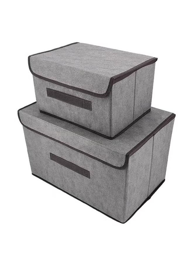 Generic Pack Of 2 Foldable Storage Box With Lid Multicolour 36x23x24cm  - Image 1
