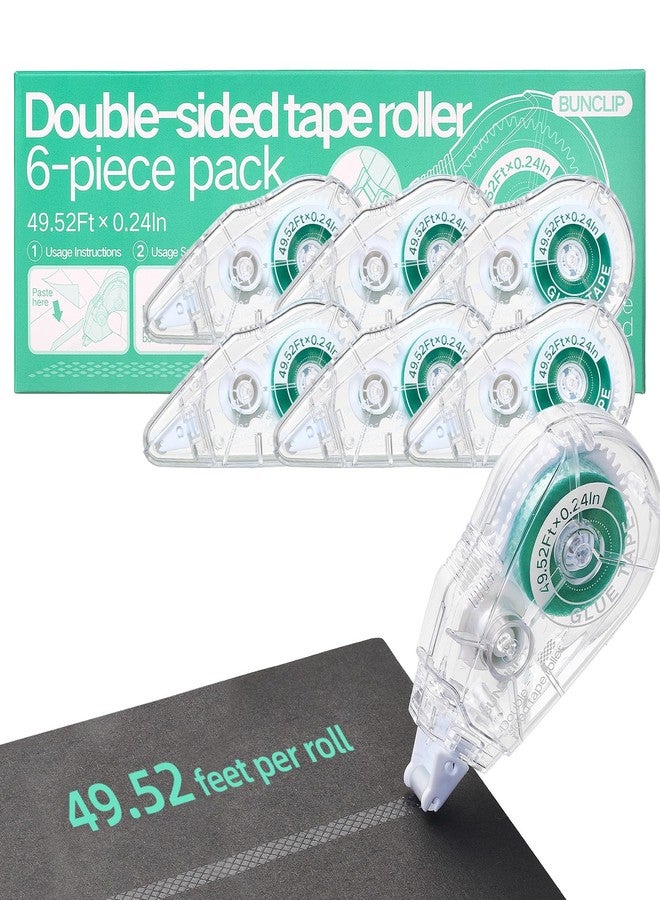 BUNCLIP Scrapbook Tape Runner Glue Tape, 6 Pack Double-Sided Tape Roller 49.52ft x 0.24in, Residue-Free Adhesive for Photo Crafts, Scrapbooking, Paper Arts - Image 1