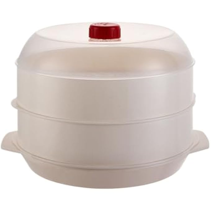 قدر بخار كبير للطهي - قدر بخار مزدوج الطبقات للخضراوات - وعاء بخاري لمستلزمات المطبخ لفرن الميكروويف الأرز والخضراوات والأسماك ودقيق الشوفان والكعك المطهو ​​على البخار والمنزل والشقق والمطاعم - Image 1