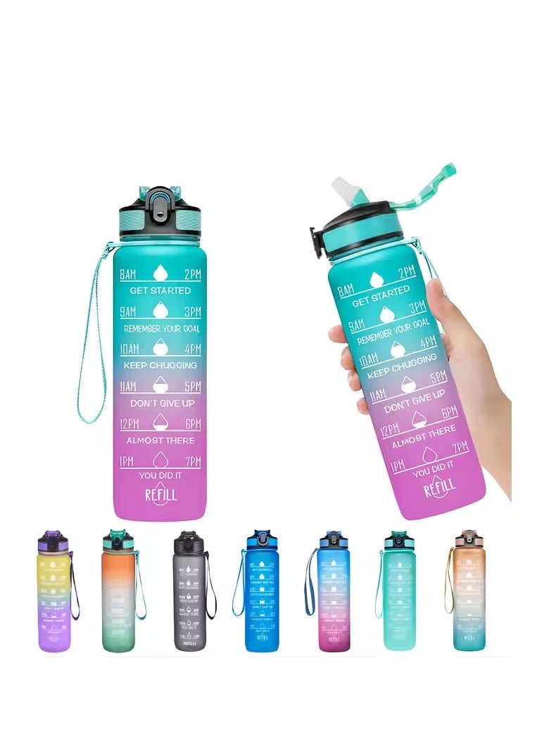 Gym Water Bottle 1000 ml Plastic Outdoor Sports Drink Bottle, Multicolor - Image 1