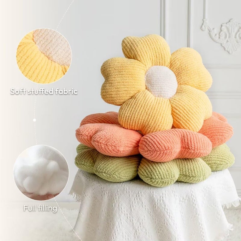 Sioloc Daisy Flower Pillow - Yellow Playful Decorative Throw Pillow for Bed, Cute Flower Shaped Floor Cushion for Chair, Couch & Room Decor (15.7 Inch) - Image 5