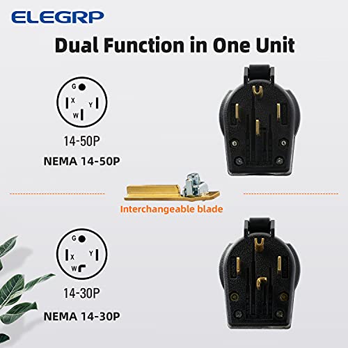 ELEGRP NEMA 14-30P & NEMA 14-50P Plug, 4 Prong Dryer/Range Oven Stove Angle Plug, Straight Blade Heavy Duty, 30 Amp 50 Amp 125/250V, Industrial Grade, Grounding, 3 Pole 4 Wire, UL Listed - Image 4
