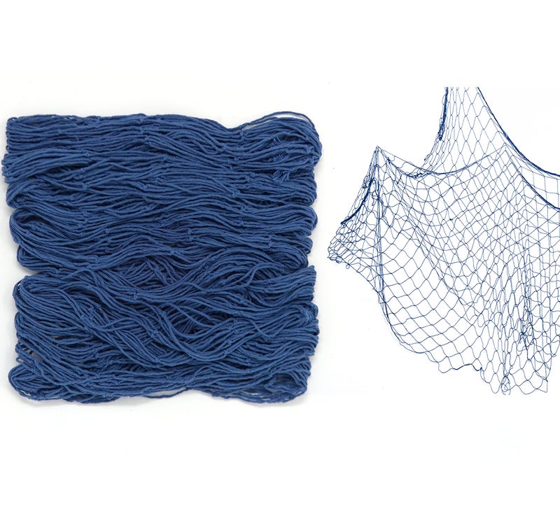 Bluetable Fish Net Decoration Party Decor – Blue Cotton Netting 48” x 144” Inches. Fishnet for Nautical Theme, Pirate Party, Hawaiian Party, Underwater, Beach, Ocean & Mermaid Party. - Image 1