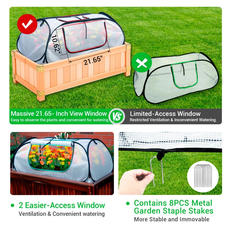 Hugbow Garden Covers for Raised Beds, Pop Up Raised Garden Bed Cover, Garden Row Plants Cover Accelerator, Greenhouse Cover for Protecting Seedlings Fruits Vegetable Rows 45" L x 22" W x 16" H(1 Pack) - Image 3