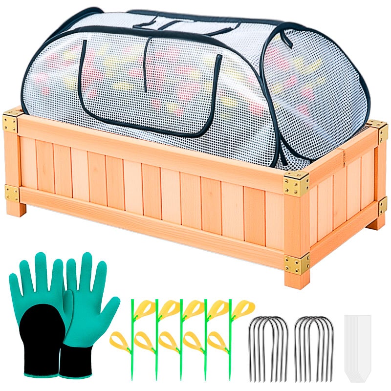Hugbow Garden Covers for Raised Beds, Pop Up Raised Garden Bed Cover, Garden Row Plants Cover Accelerator, Greenhouse Cover for Protecting Seedlings Fruits Vegetable Rows 45" L x 22" W x 16" H(1 Pack) - Image 1