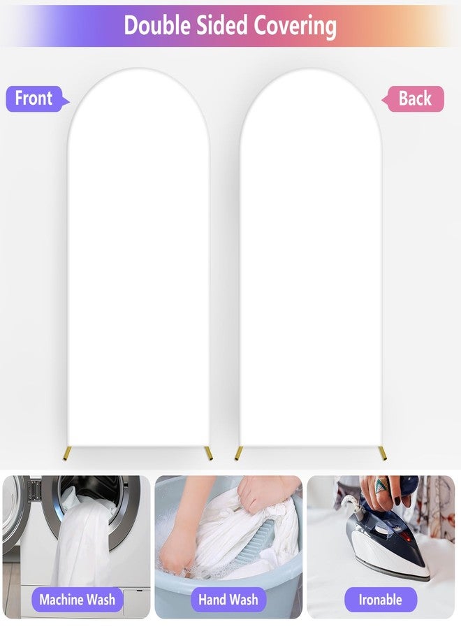 JINSUI Wedding White Arch Backdrop Cover 7.2FT, Dual-Sided Round Top Spandex Cover Fitted Party Arch Backdrop Stand, Balloon Arch Backdrop Thick Background for Baby Shower Birthday Decoration Ceremony - Image 4