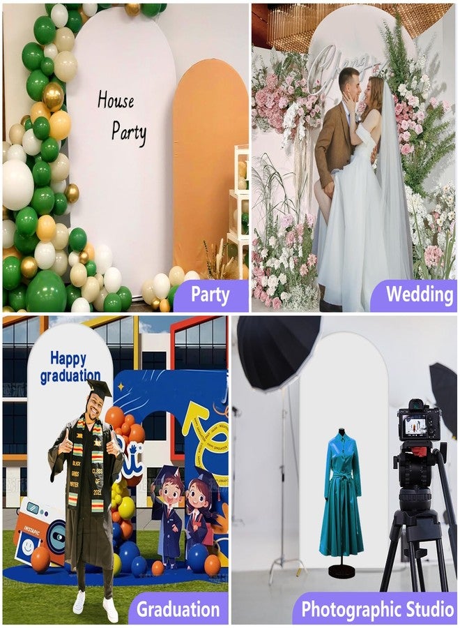 JINSUI Wedding White Arch Backdrop Cover 7.2FT, Dual-Sided Round Top Spandex Cover Fitted Party Arch Backdrop Stand, Balloon Arch Backdrop Thick Background for Baby Shower Birthday Decoration Ceremony - Image 2