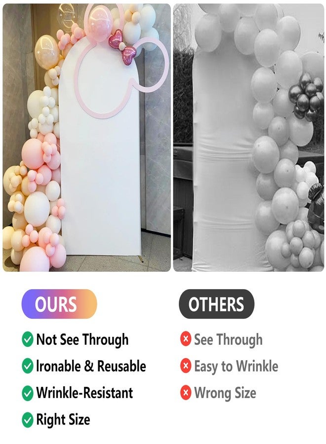 JINSUI Wedding White Arch Backdrop Cover 7.2FT, Dual-Sided Round Top Spandex Cover Fitted Party Arch Backdrop Stand, Balloon Arch Backdrop Thick Background for Baby Shower Birthday Decoration Ceremony - Image 5