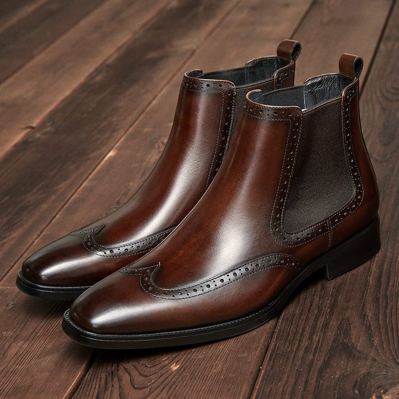 FRASOICUS Men's Chelsea Boots Genuine Leather Dress Boots, 15 - Image 2