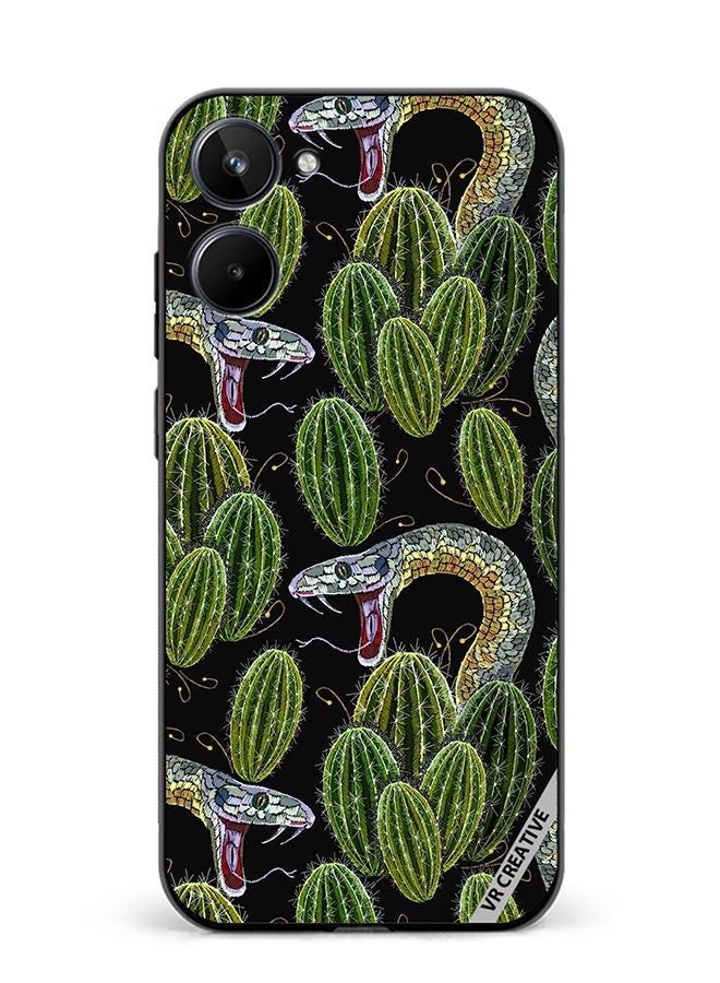 VR CREATIVE Protective Case Cover For Realme 10 Embroidery, Cactus And Snakes Seamless Design Multicolour - Image 1
