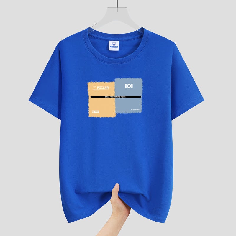 Men'S Round Neck Cotton Short-Sleeved T-Shirt Youth Fashion Printed Loose Plus Size Trendy All-Matching T-Shirt - Image 1