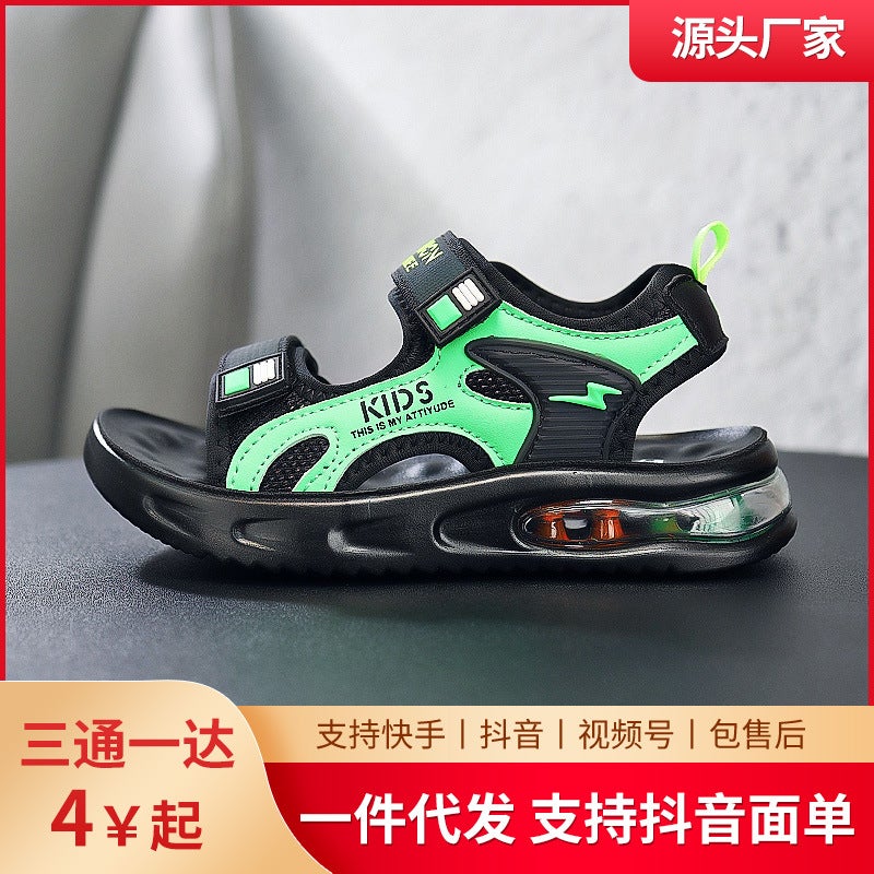 Children'S Sandals Boys Summer Fashion Sports Sandals Non-Slip Soft Sole Air Cushion Shoes Middle And Large Children'S Beach Shoes Students - Image 2