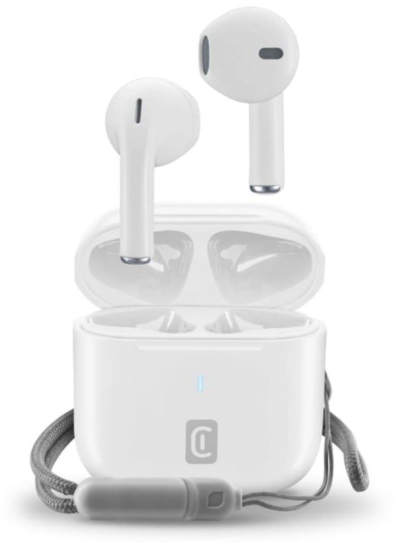 CELLULARLINE RIZE WIRELESS HEADSET  The headset Offers up to 25 Hours of Total Playtime with the Charging Case, Making it Ideal For Long Listening Sessions Without Frequent Recharging.(WHITE)