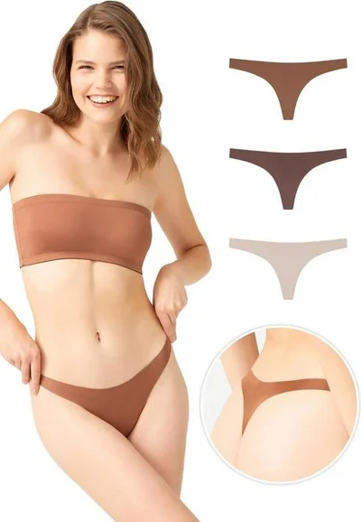 COTTONHILL Laser Cut Women's Thong Panties 3 Pack-3