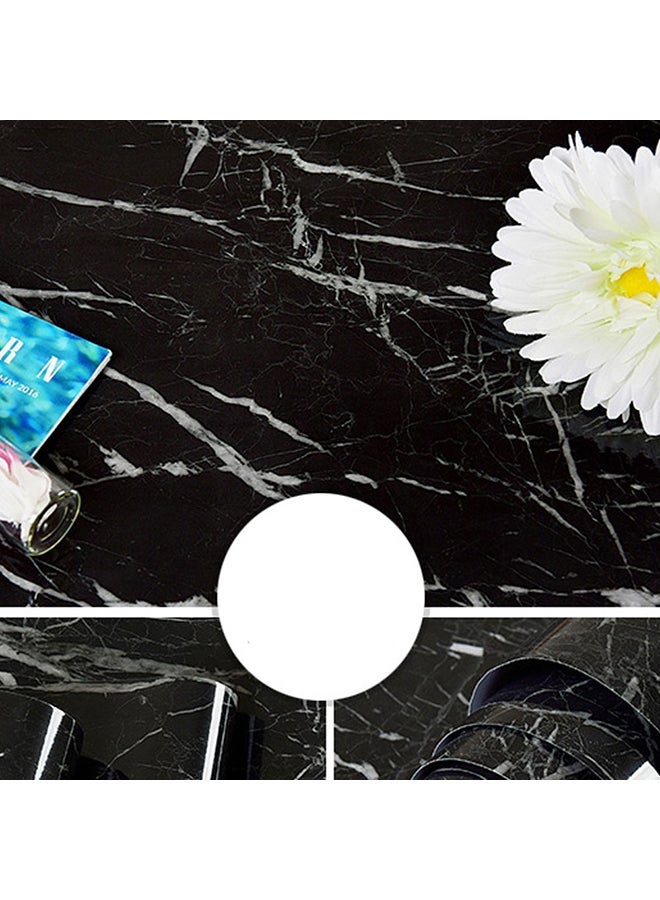 NIBEMINENT Marble Pattern Self-Adhesive Wallpaper Black 10x0.6meter