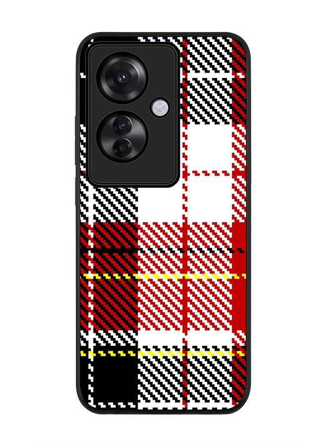 Stylizedd Rugged Black edge case for Oppo Reno11 F / Oppo F25 Pro 5G, Slim fit Soft Case Flexible Rubber Edges Anti Drop TPU Gel Thin Cover -  English Flannel - Image 1