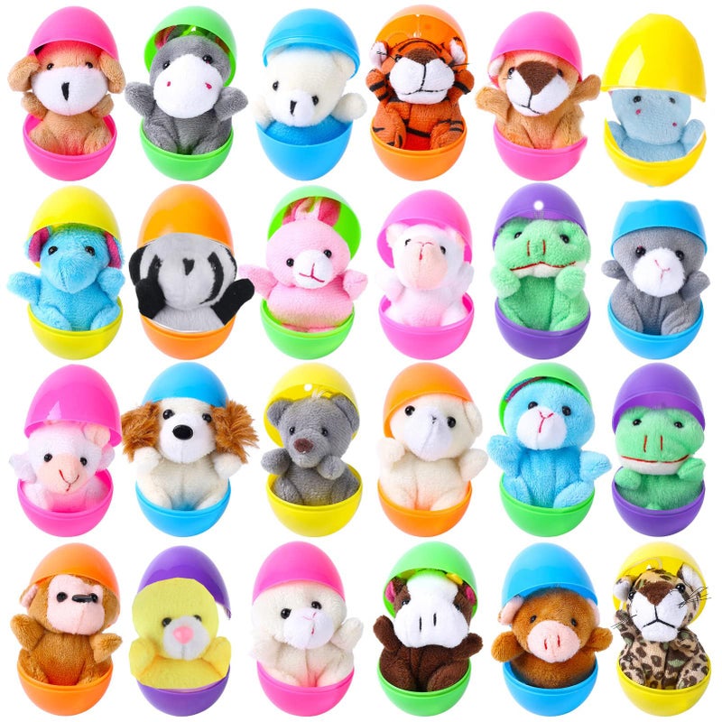 ThinkMax 24 pcs Easter Eggs Filled with Mini Plush Animals Toy for Basket Stuffers/Fillers, Hunt, Party Favor - Image 3