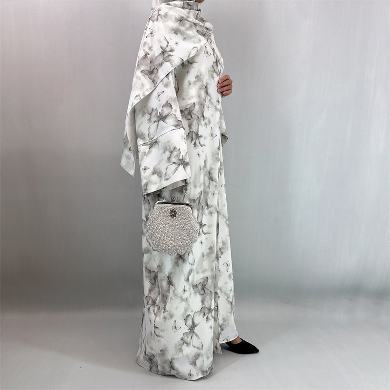 monica fashion Fashion Printed Loose Cardigan Robe with Headscarf - Image 4
