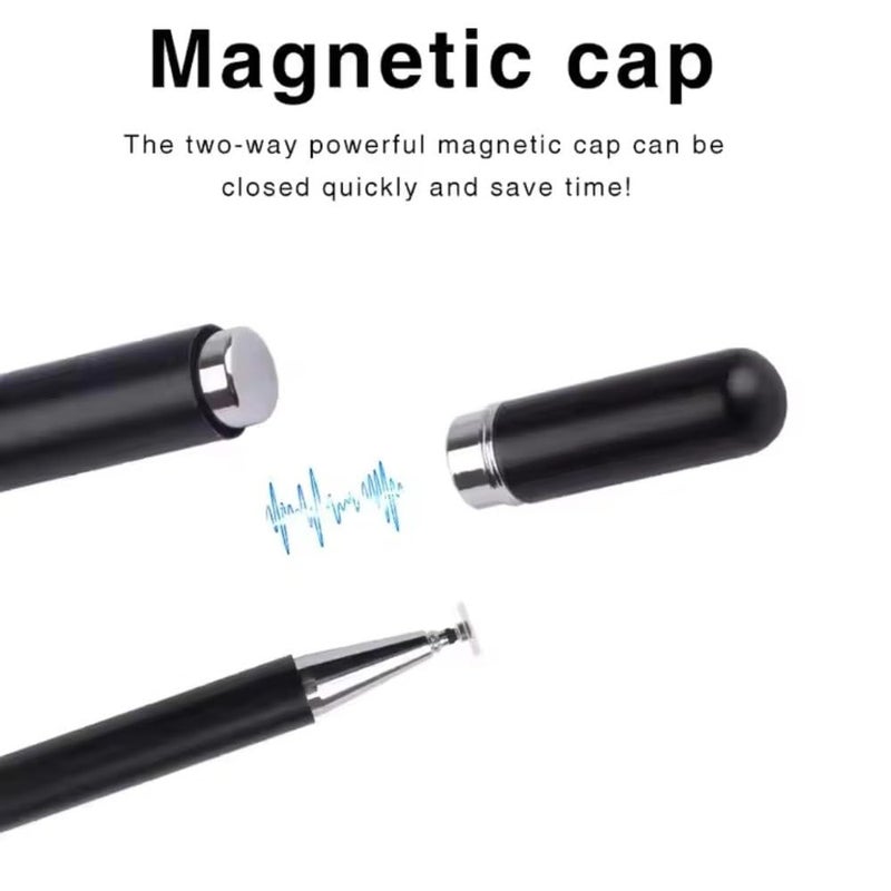 GadgetBite قلم ستايلس للأجهزة اللوحية بنظام أندرويد وجميع أجهزة اللمس iOS قلم ذكي عالمي بسيراميك دقيق جسم معدني خفيف غطاء مغناطيسي للهاتف المحمول آيباد تاب - أسود - Image 4