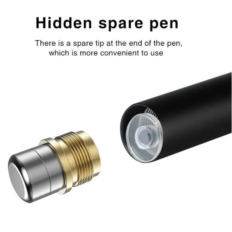 GadgetBite قلم ستايلس للأجهزة اللوحية بنظام أندرويد وجميع أجهزة اللمس iOS قلم ذكي عالمي بسيراميك دقيق جسم معدني خفيف غطاء مغناطيسي للهاتف المحمول آيباد تاب - أسود - Image 5