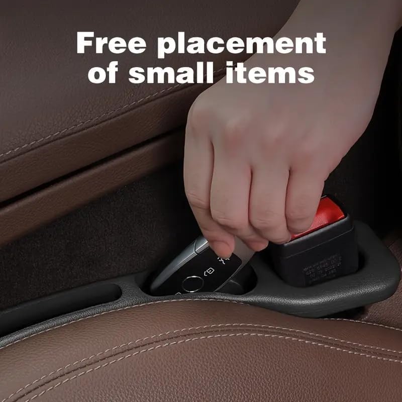 Fennec Mart Car Seat Gap Filler Organizer PU Leather Console Side Storage Box, Car Accessories for Phones, Keys, Coins, and More (2 Pcs Black) - Image 2