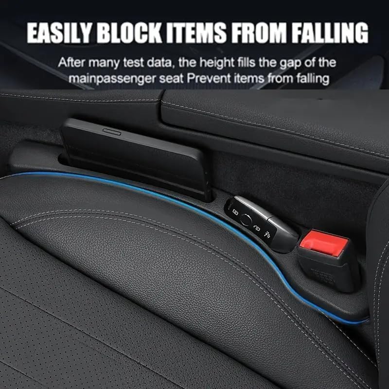 Fennec Mart Car Seat Gap Filler Organizer PU Leather Console Side Storage Box, Car Accessories for Phones, Keys, Coins, and More (2 Pcs Black) - Image 5