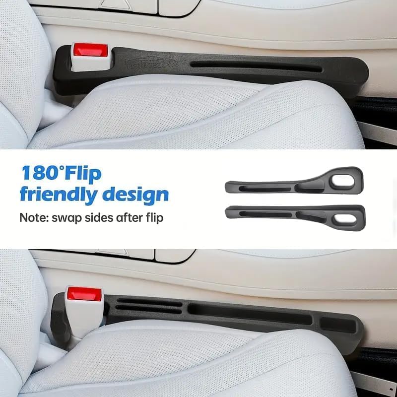 Fennec Mart Car Seat Gap Filler Organizer PU Leather Console Side Storage Box, Car Accessories for Phones, Keys, Coins, and More (2 Pcs Black) - Image 3