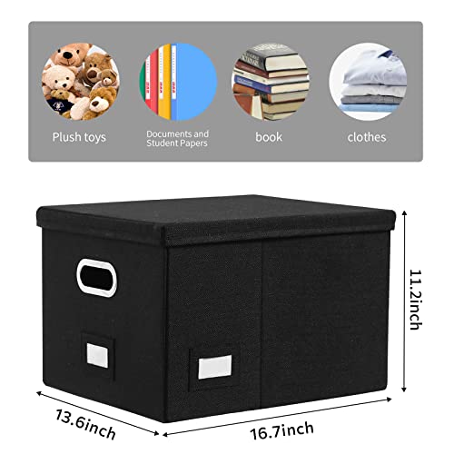 DYWMM File Organizer Collapsible Storage Box for Office File Box with Lids Document Organizer for Office and Home Easy Slide Durable Hanging File Box (Black) - Image 2