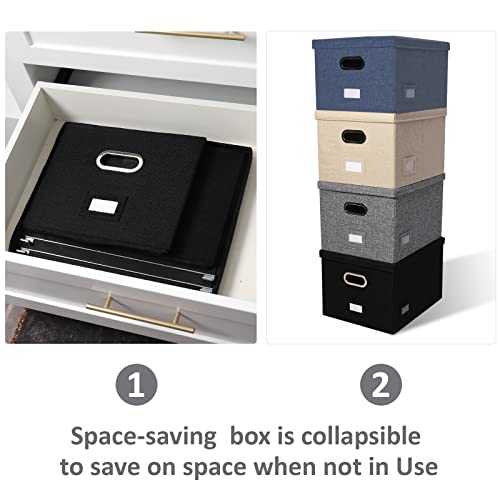 DYWMM File Organizer Collapsible Storage Box for Office File Box with Lids Document Organizer for Office and Home Easy Slide Durable Hanging File Box (Black) - Image 4