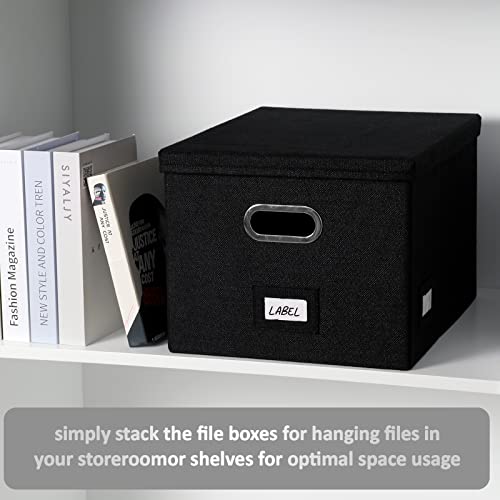 DYWMM File Organizer Collapsible Storage Box for Office File Box with Lids Document Organizer for Office and Home Easy Slide Durable Hanging File Box (Black) - Image 5