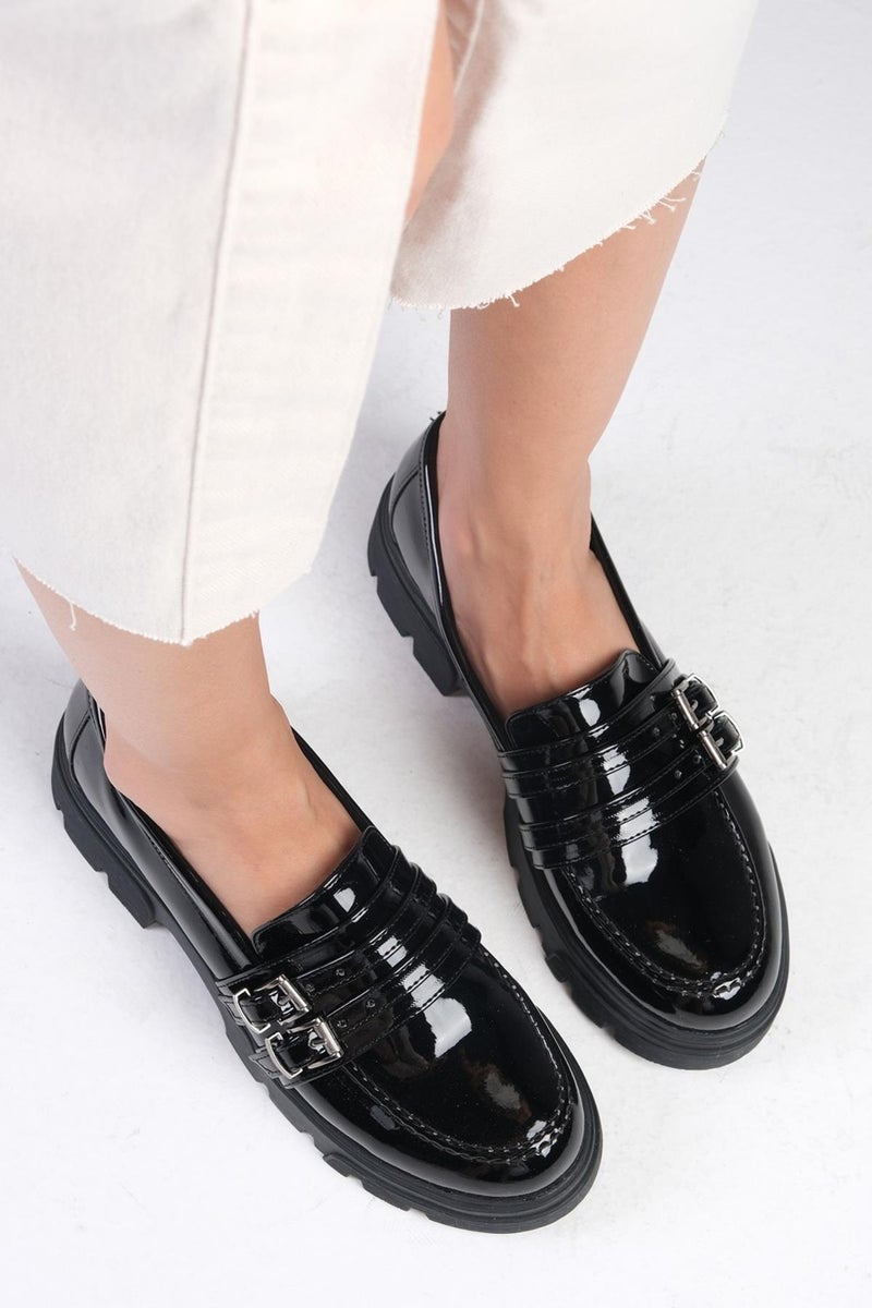Mio Gusto Gaby Black Color Thick Soled Women's Loafer Shoes  - Image 1
